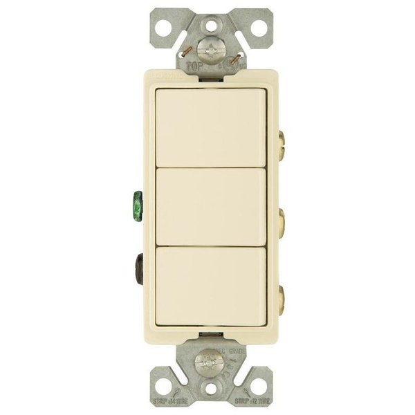 Eaton Wiring Devices Combination Switch, 1 Pole, 15 A, 120277 V, Light Almond 7729LA-SP
